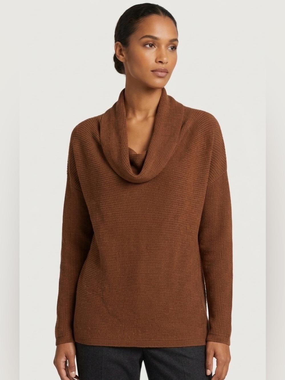 LOFT Brown Cowl Neck Sweater